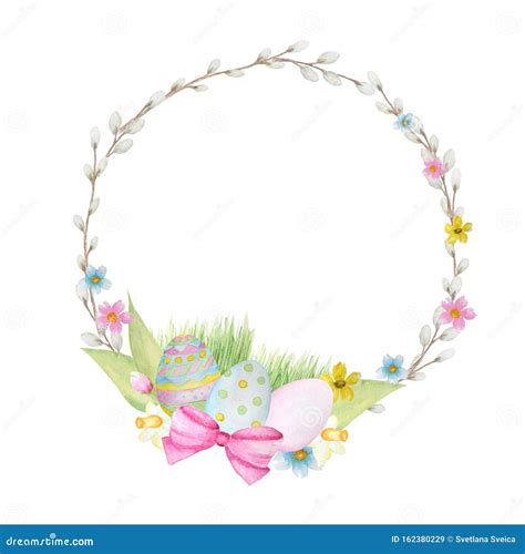 Spring Flowers Wreath Hand Painted Cute Wreath With Flowers Watercolor