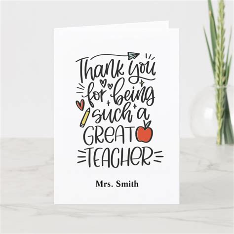 Thank You For Being Such A Great Teacher Card Uk