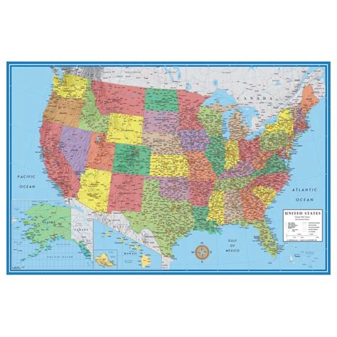 24x36 United States Usa Us Classic Elite Wall Map Mural Poster Folded