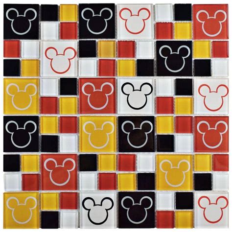 Disney Mickey Multi 11 34 In X 11 34 In X 5 Mm Glass Mosaic Tile
