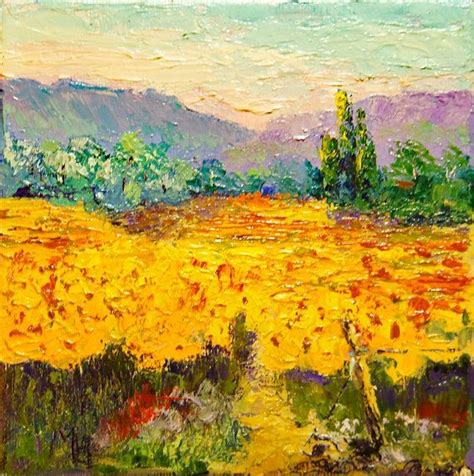 Original Oil Painting Impressionist Landscape Colourist Sunflower