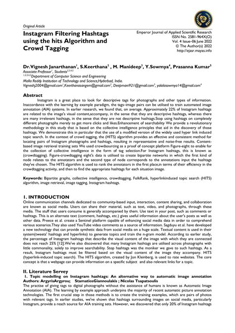 Pdf Instagram Filtering Hashtags Using The Hits Algorithm And Crowd Tagging