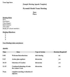 sample formal meeting agenda templates printable samples