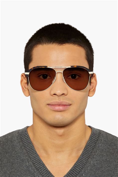 Gucci Aviator Style Gold Tone And Tortoiseshell Acetate Sunglasses The Outnet