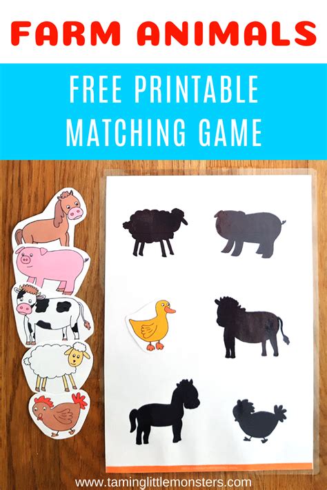 Free Farm Animal Matching Game Printable For Kids Taming Little