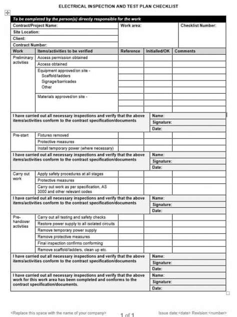 Electrical Inspection And Test Plan Checklist Neca Safety Specialists Hot Sex Picture
