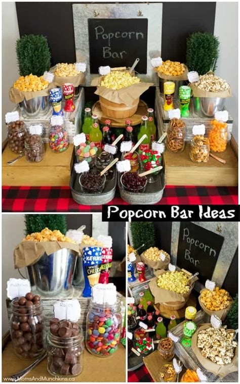 Popcorn Bar Ideas For A Buffet Moms And Munchkins In 2020 Popcorn Bar