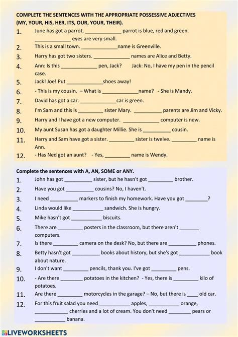 Possessive Adjectives Interactive And Downloadable Worksheet You Can