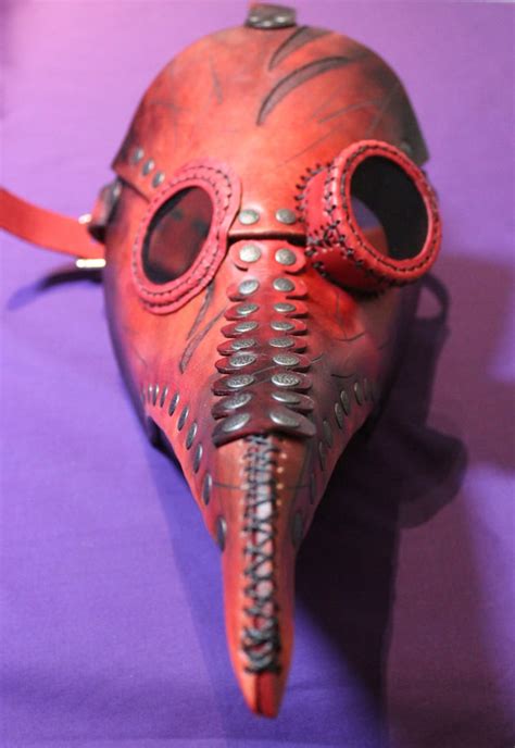 Plague Doctor Mask In Red Leather Steampunk Inspired Etsy