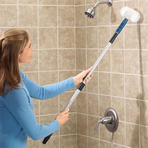 Use a long broom to remove dust from walls and ceilings, then wipe cabinets and shelves with mild detergent. Long Handle Tub Scrubber - Tub And Tile Scrubber - Miles ...