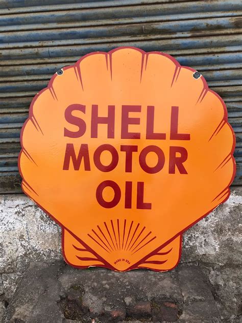 Large Shell Motor Oil Sign Single Sided Porcelain Enamel Sign Antique Price Guide