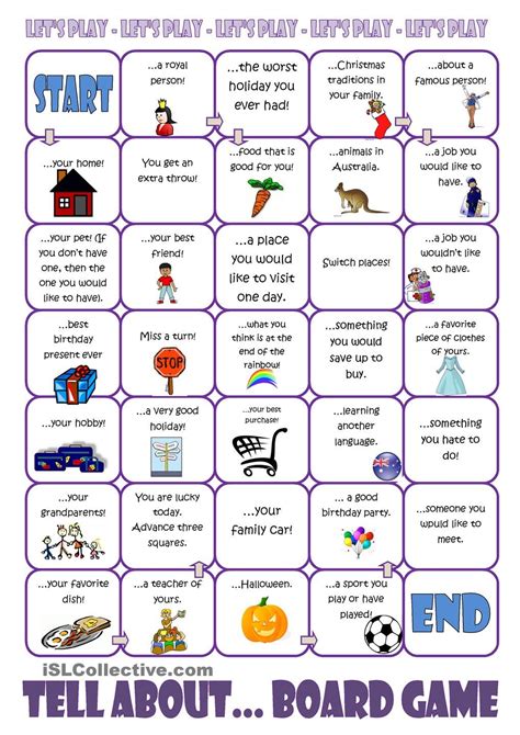 Tell Aboutboard Game English Language Learners Pinterest