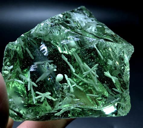 273g Authentic Green Snow Obsidian Volcanic Natural Raw Glass Stone