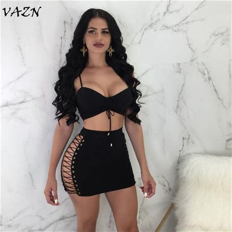 Buy Vazn Hot Fashion Elegant Style 2018 Sexy 2 Piece Women Set Solid Strapless