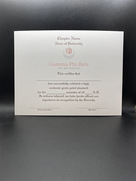 Academic Achievement Certificates Official Branding Gamma Phi Beta