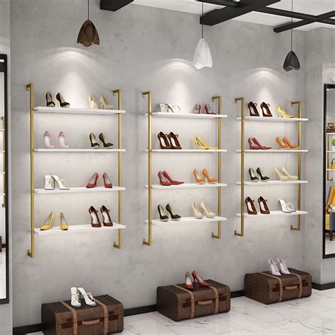 Shoe Store Shoe Rack Upper Wall Display Rack Clothing Store Background
