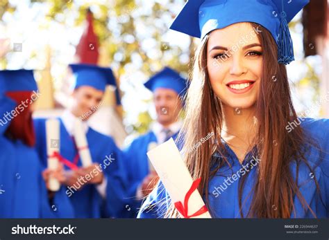 Graduate Students Wearing Graduation Hat Gown Stock Photo 226944637