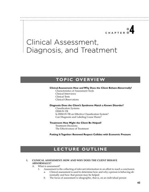 Clinical Assessment Diagnosis And Treatment