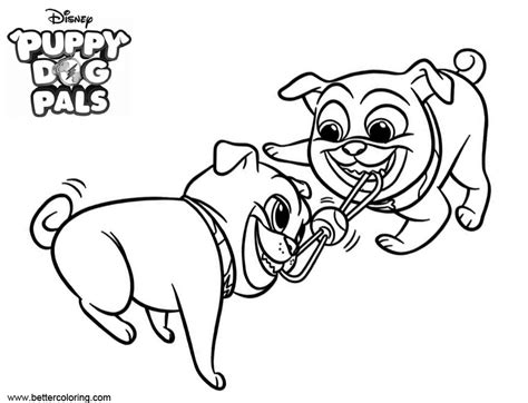 Puppy Dog Pals Coloring Pages Dogs Playing Free Printable Coloring Pages