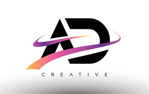 Ad Logo Letter Design Icon Ad Letters With Colorful Creative Swoosh