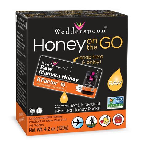 Wedderspoon On The Go Raw Premium Manuka Honey Kfactor 16 Pack 4 0