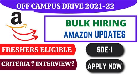 Amazon Hiring Sde I Latest Virtual Off Campus Drive 2021 22 Jobs