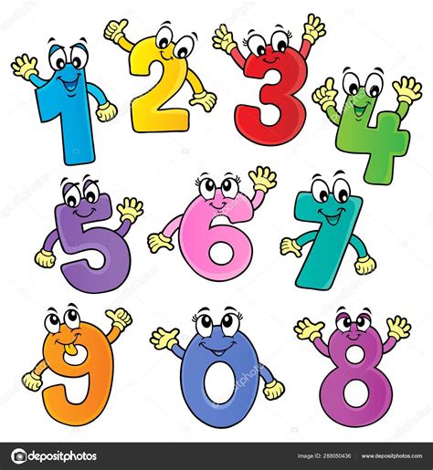 Set Colorful Numbers Cartoon Kids Figures Number Vector Image Images