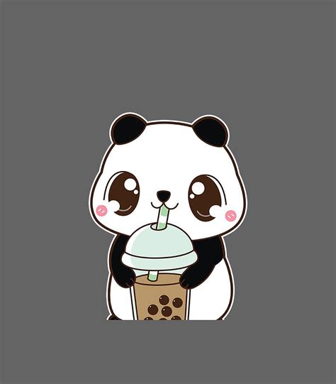 Kawaii Cute Boba Panda Bear Classic Bubble Pearl Milk Tea Digital Art