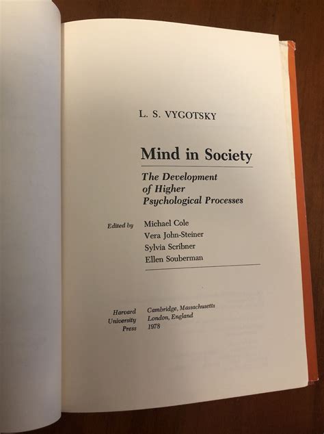 Mind In Society The Development Of Higher Psychological Processes