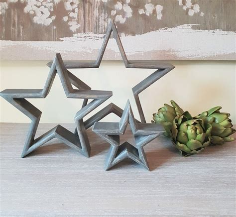 Vintage Shabby Chic Wooden Mantle Stars Rustic Home Decor Etsy Uk
