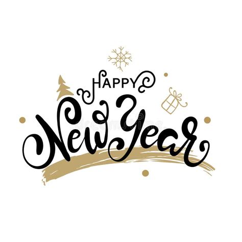 Happy New Year Gold Glittering Lettering Design Vector Stock Vector