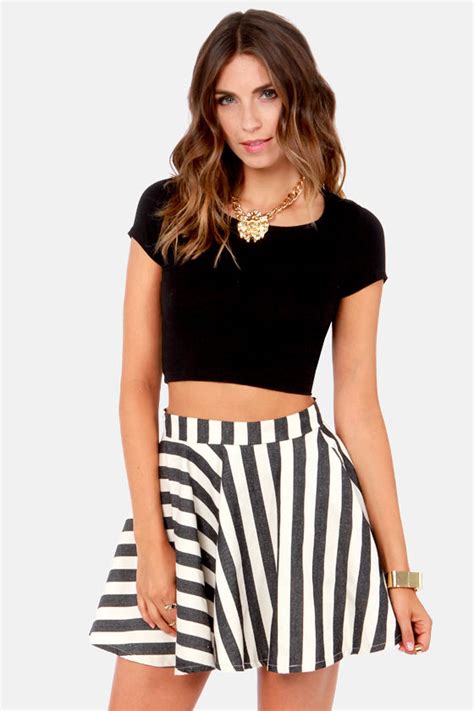 flirty striped skirt black skirt ivory skirt 34 00 lulus