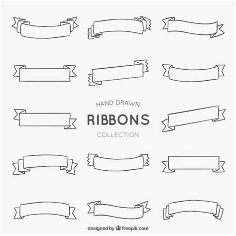 Hand Drawn Simple Ribbon Collection Free Vector