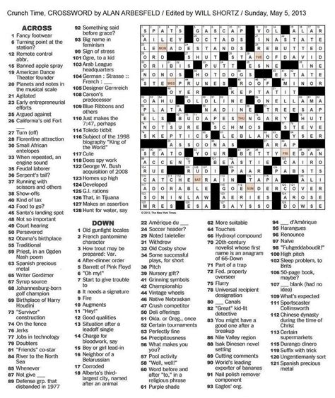 New York Times Crossword Puzzles Printable