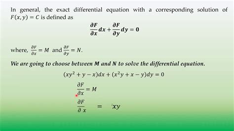 Differential Equations Exact Differential Equations Part 1 Youtube