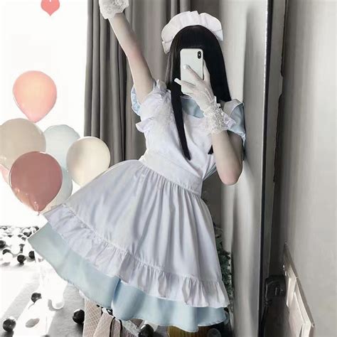 Maid Dress Cosplay Costumes Lovely Light Blue Maid Dress Lolita Maid