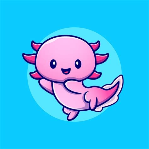 Premium Vector Cute Axolotl Cartoon Icon Illustration Animal Love