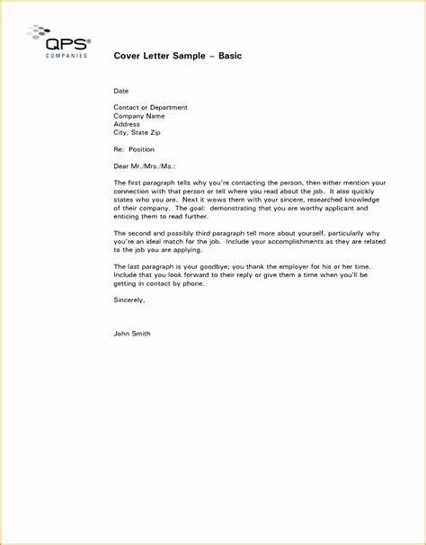 4 Basic Cover Letter For Resume Free Samples Examples And Format