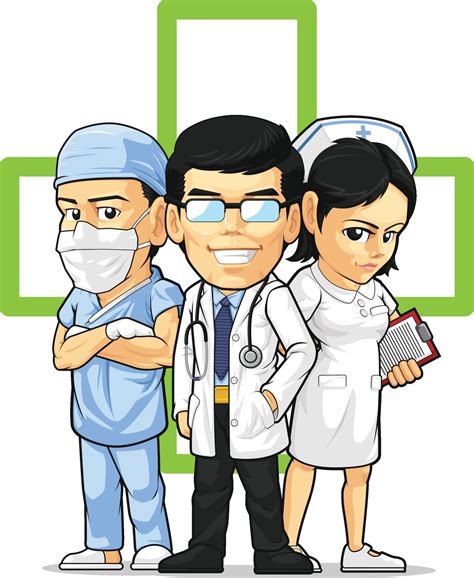 Health Care Medical Staff Doctor Nurse Surgeon Cartoon Vector Drawing