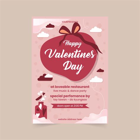 Happy Valentines Day Posters Vector Elegant Template Of A Poster For