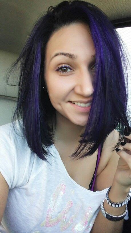Black Hair Purple Highlights Obsessed With My New Hairlove It