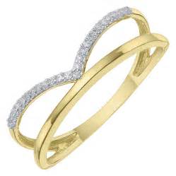 9 Carat Yellow Gold Diamond Wishbone And Straight Ring H Samuel