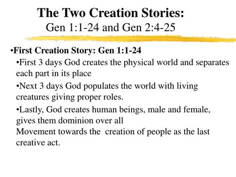 Ppt The Two Creation Stories Gen 11 24 And Gen 24 25 Powerpoint