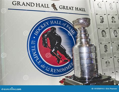 Nhl Hockey Hall Of Fame And Stanley Cup In Great Hall Editorial Photo