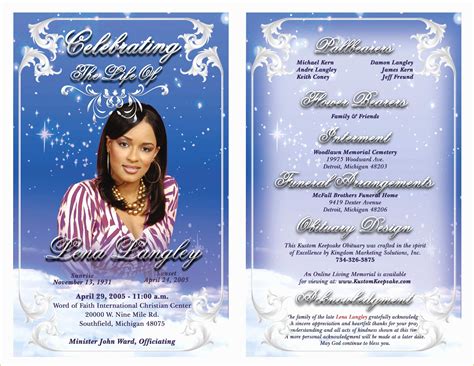 Obituary Template Free Design Of Obituary Program Backgrounds To Pin On
