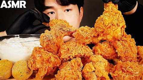 Asmr Super Crunchy Korean Bhc Fried Chicken Mukbang No Talking Eating Sounds Youtube