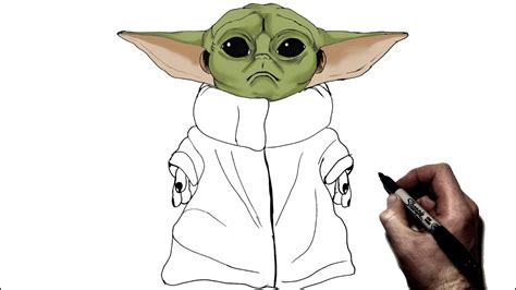 How To Draw Baby Yoda Step By Step The Mandalorian Youtube