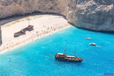 Elevated View Of Famous Shipwreck Beach Zakynthos Greek Islands