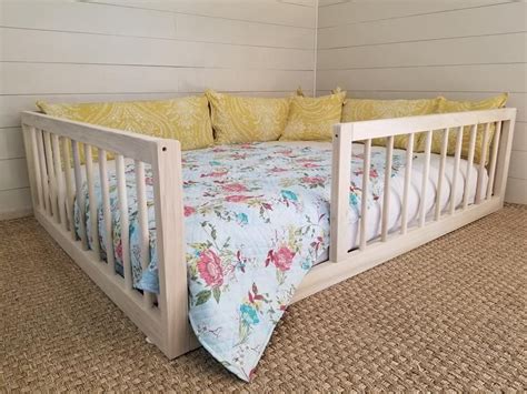 Best diy floor mattress from diy bed pillow tutorials. Montessori Floor Bed With Rails Twin, Full, or Queen Floor Bed Hardwood made in USA INCLUDES ...