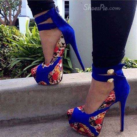 royal blue hot shoes crazy shoes me too shoes ankle strap high heels high heel sandals